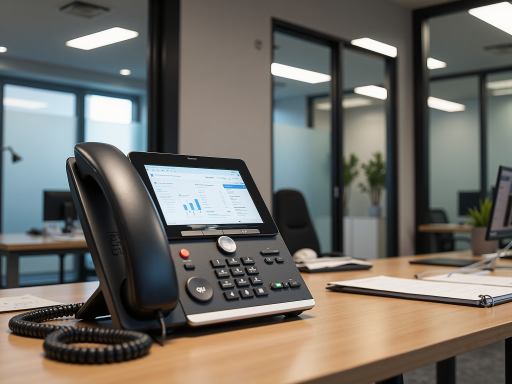 专业电话服务团队工作场景，现代办公环境，专业设备，专注工作状态